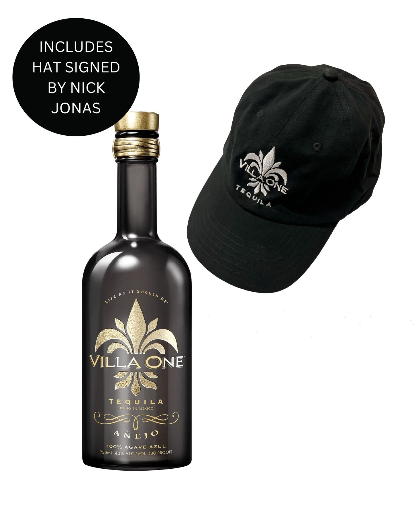 Villa One Tequila Añejo + Signed Hat from Nick Jonas