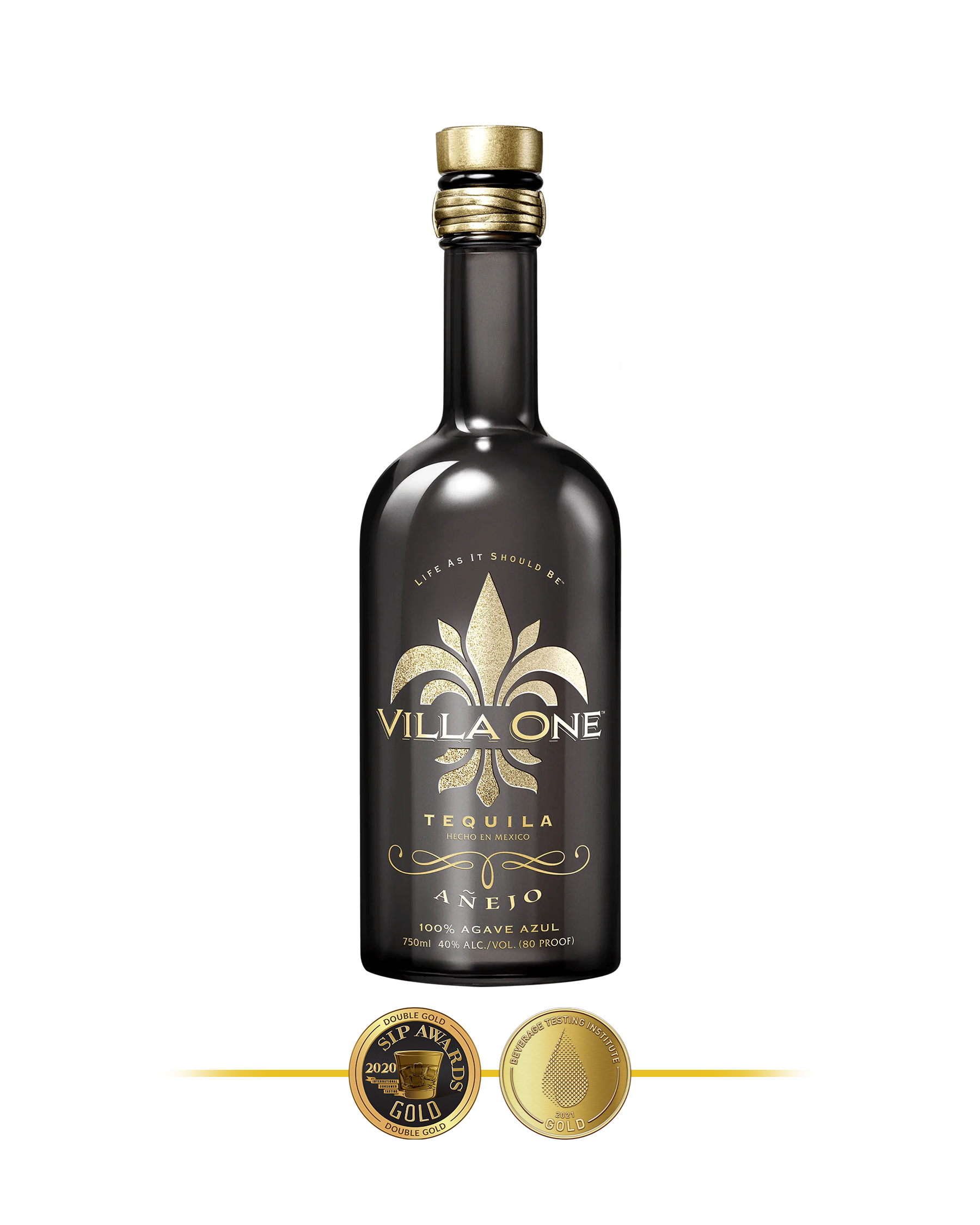Villa One Tequila Añejo, winner of the SIP Awards Double-Gold and the BTI Award Gold